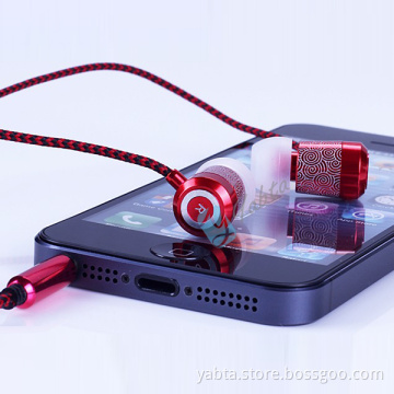 Yabta Laser CLOUD Pattern Stereo Metal Case Earphone Wired Braided Eaphone